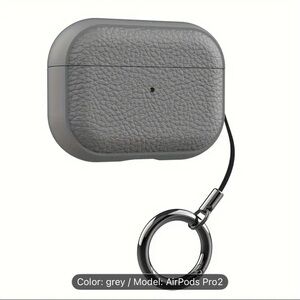 3/$30 - Gray Faux Leather AirPods Pro 2 Case with Keychain